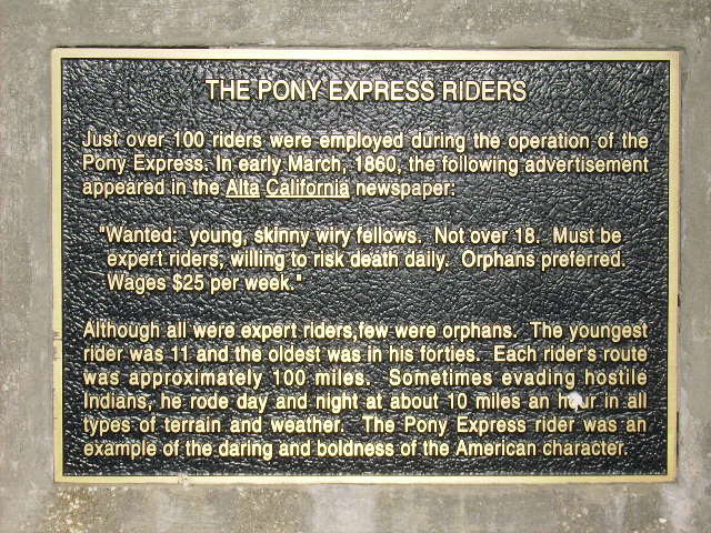 St Joseph Pony Express rider plaque