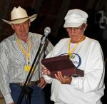 Al Wagner (Trap) presenting Debbie Granger with appreciation gift